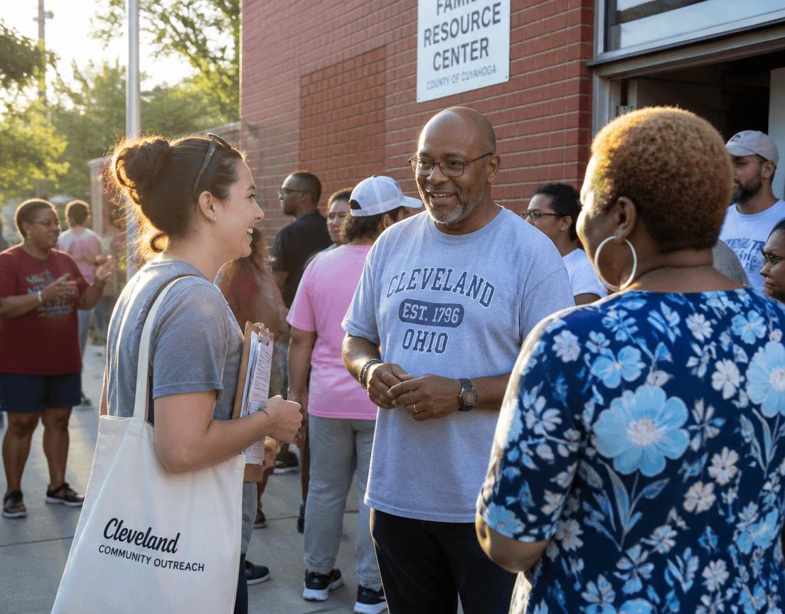 Neighbors connecting at a Momentum community outreach event in Ohio.