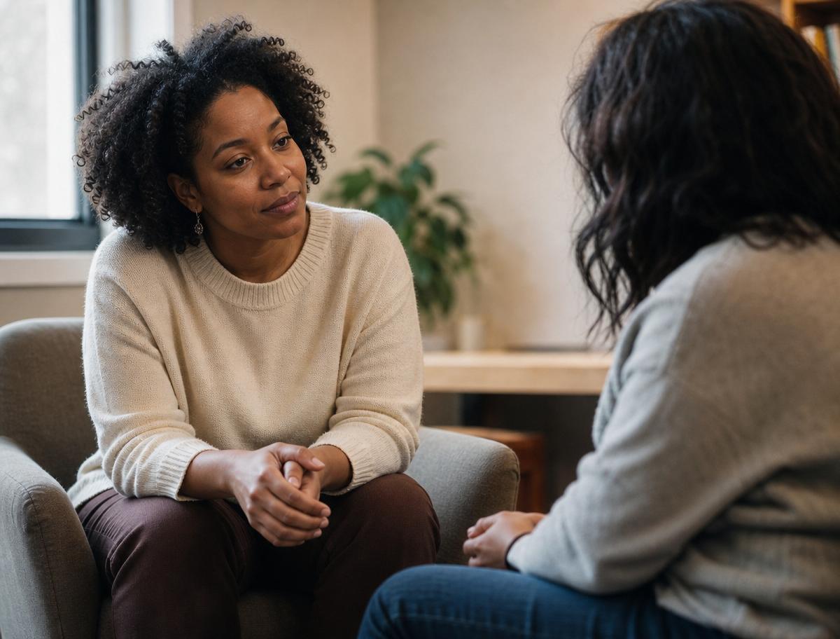 A Momentum team member listening to a client during a conversation